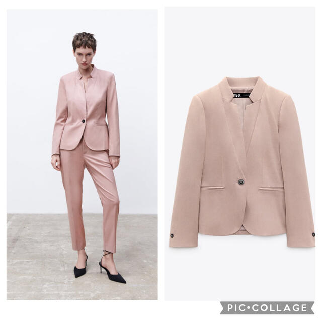 ZARA - 《新品タグ付き36》ZARA メランジテーラードブレザーの ZARA - 《新品タグ付き36》ZARA メランジテーラードブレザーの