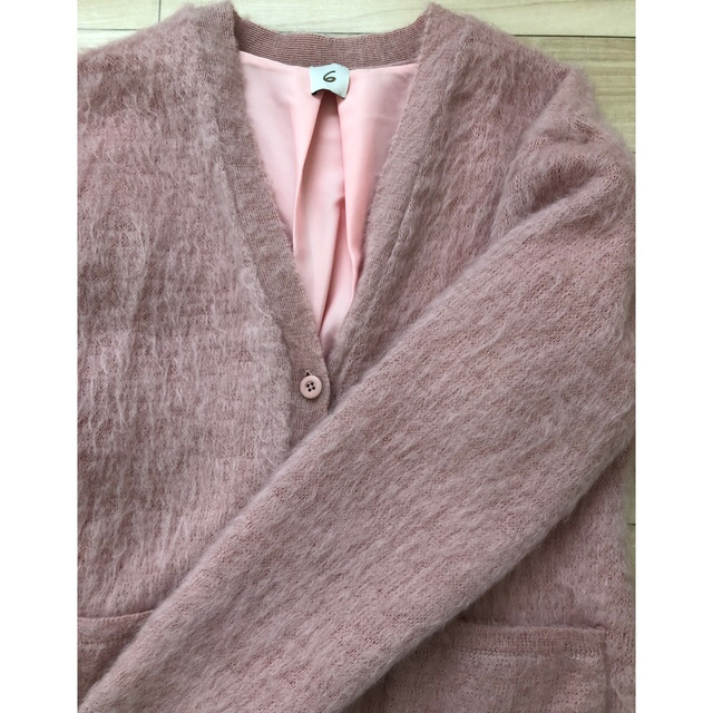 クラシックトップスROKU 6 モヘアシャギーV NECK カーディガン