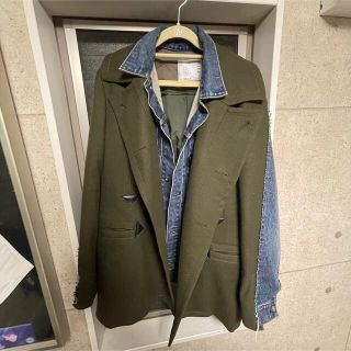 初期■sacai サカイ■ウール ピーコート 裏ボア インディゴ Pコート 1