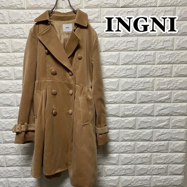 INGNI(イング)の【INGNI】トレンチコート 腰ひも ブラウンベージュ ロングコート レディースのジャケット/アウター(ロングコート)の商品写真