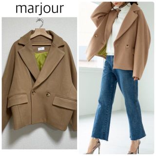 【中古美品】marjourショートコート　ベージュ　Mサイズ　BIGシルエット(その他)