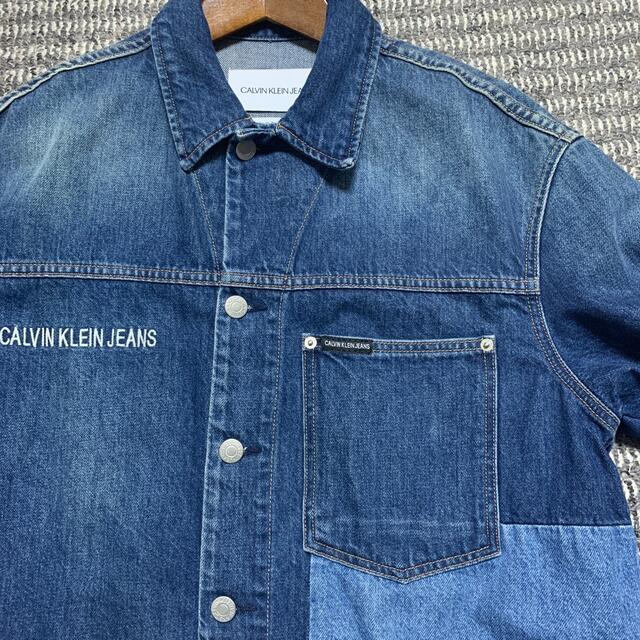 Calvin Klein(カルバンクライン)のCalvin Klein Jeans カルバンクライン　ロゴ刺繍　切替デニム メンズのジャケット/アウター(Gジャン/デニムジャケット)の商品写真