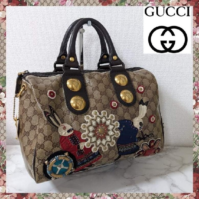 Gucci - GUCCI バブーシュカ ミニボストンバック PVCレザー ベージュ