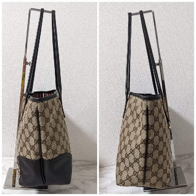 Gucci(グッチ)の【綺麗】GUCCIニューブリット トートバッグ GGキャンバス レザー ブラウン レディースのバッグ(トートバッグ)の商品写真