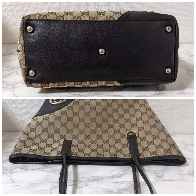 Gucci(グッチ)の【綺麗】GUCCIニューブリット トートバッグ GGキャンバス レザー ブラウン レディースのバッグ(トートバッグ)の商品写真