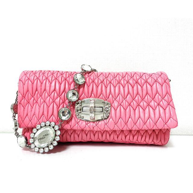 在庫有】 miumiuナッパクリスタルビジューハンドバッグピンクミュウ