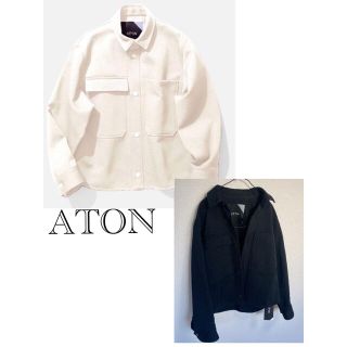 ATON  WOOL DENIM CPO ジャケット ブラック 未使用(Gジャン/デニムジャケット)