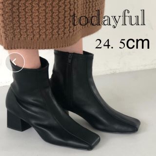 トゥデイフル(TODAYFUL)のtodayful スクエアアンクルブーツ 38 ショートブーツ 24.5cm(ブーツ)