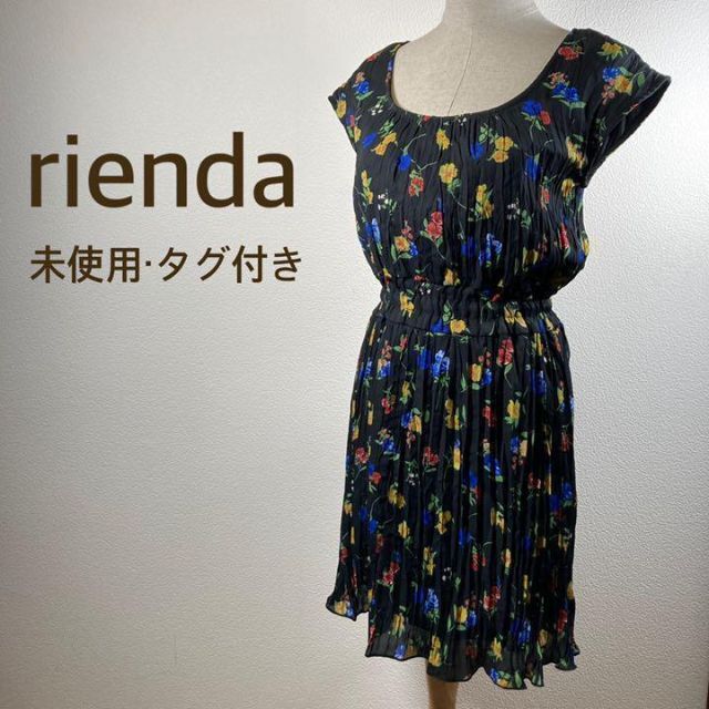 Rienda 未使用 Rienda ワンピース ノースリーブ Mサイズ 花柄 総柄 黒の通販 By Pena リエンダならラクマ