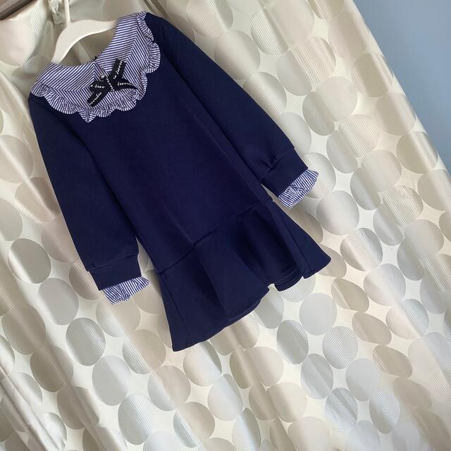 未使用　ネイビー　ワンピース キッズ/ベビー/マタニティのキッズ服女の子用(90cm~)(ワンピース)の商品写真