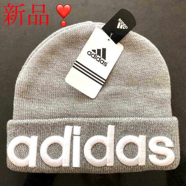 adidas(アディダス)の【新品】adidas ニット帽❣️3ライン&刺繍ビックロゴ❣️アディダスキャップ メンズの帽子(ニット帽/ビーニー)の商品写真