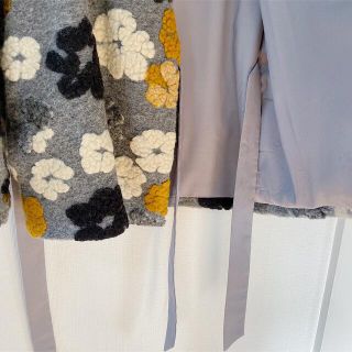 BEAMS BOY - 美品 立体 花柄 ウール ショートコート グレーの通販 by
