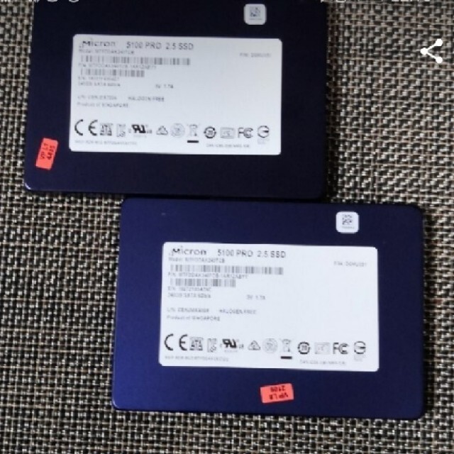 Micron SATA 2.5インチSSD 240GB 6GBPS 3個