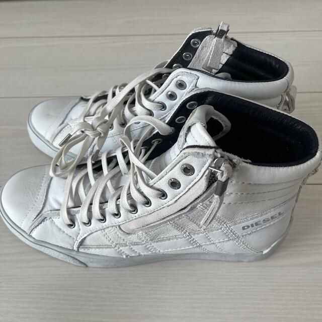 【新品】Diesel 革ハイカットスニーカー 25.5㎝ 白