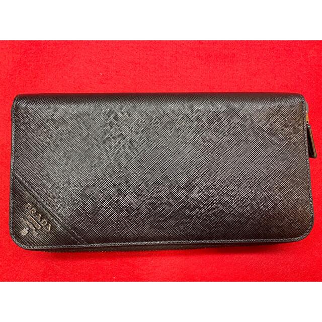 長財布 PRADAサフィアーノレザー ラウンドファスナー長財布