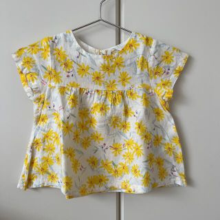 プチバトー(PETIT BATEAU)のプチバトー　リネン　花柄ブラウス　74センチ(シャツ/カットソー)