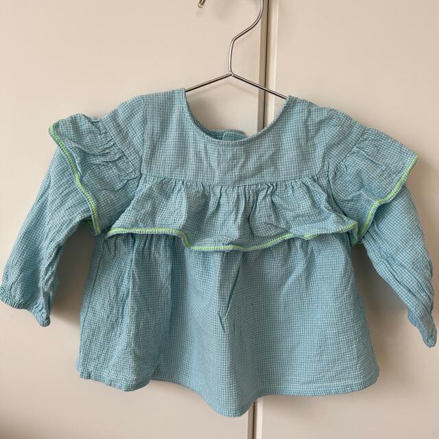 ZARA KIDS(ザラキッズ)のZARA グリーンブラウス　86センチ キッズ/ベビー/マタニティのベビー服(~85cm)(シャツ/カットソー)の商品写真