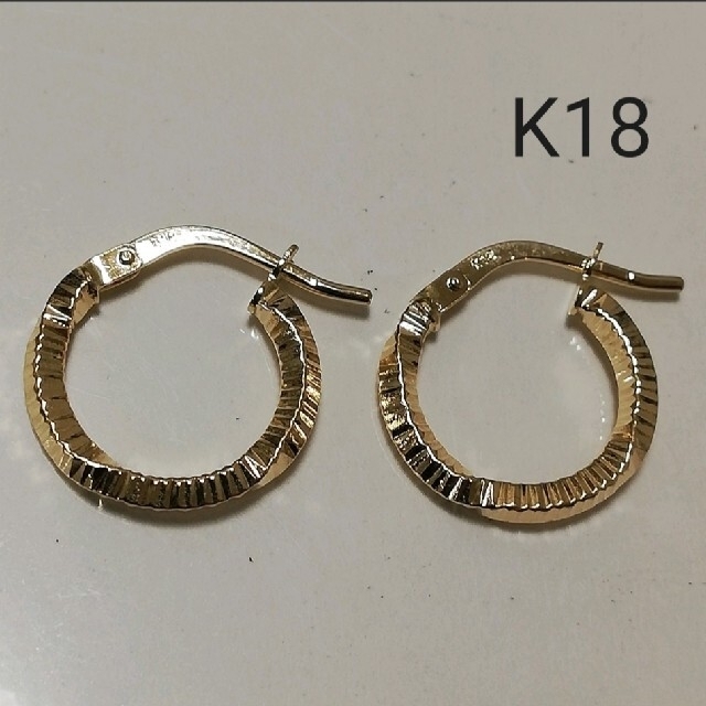 ✨特別価格✨K18 18金 18k YG フープピアス《光沢角型タイプ》