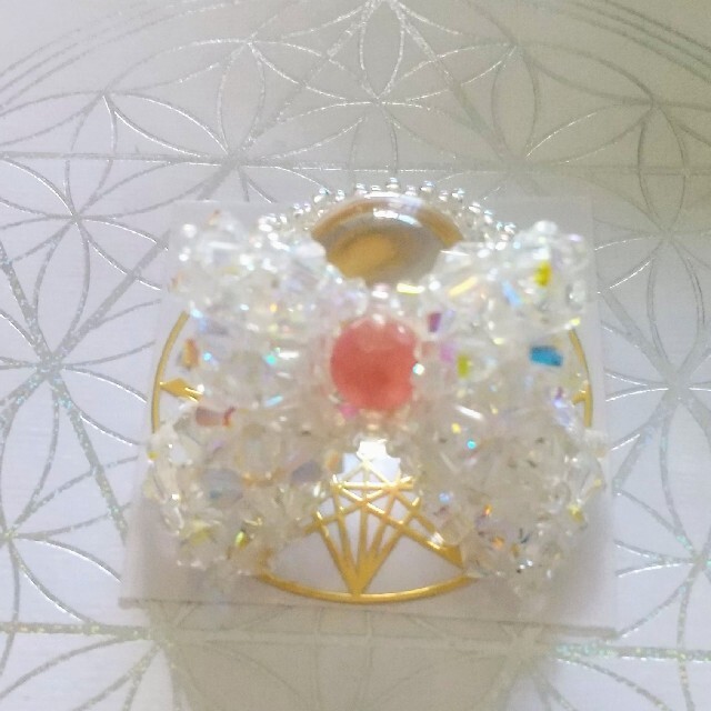 水晶(虹入り)&インカローズ指輪✨????