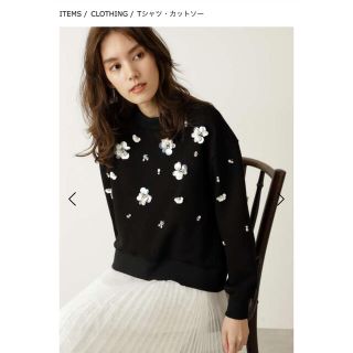 ジルスチュアート(JILLSTUART)の値下げ　新品未着用　Jill Stuart フラワーブーケジャージーカットソー(シャツ/ブラウス(長袖/七分))