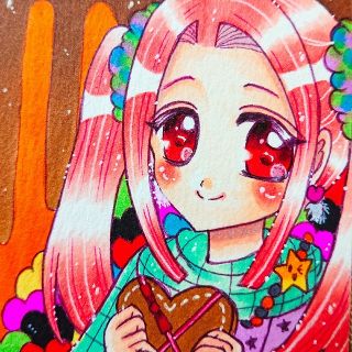 ☆アルルさま専用☆自作  イラスト☆ハガキサイズの半分☆☆聖♡バレンタイン☆(アート/写真)