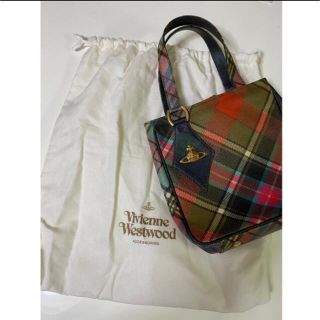 ヴィヴィアンウエストウッド(Vivienne Westwood)の【美品】ヴィヴィアンウエストウッド　マルチカラー　チェック柄ハンドバッグ(ハンドバッグ)