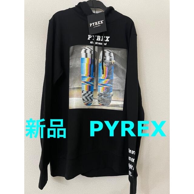 新品　PYREX パイレックス　プリント　パーカー　ブラック　L