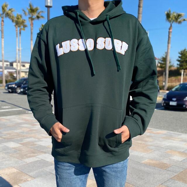 春準備◎シェニールロゴパーカー　Mサイズ　グリーン　STUSSY