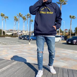 スタンダードカリフォルニア(STANDARD CALIFORNIA)の刺繍が高級感◎カレッジロゴパーカー　Lサイズ　ネイビー　STUSSY(パーカー)