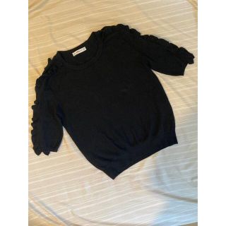 ザラ(ZARA)のZARA ブラック フリル袖 ニット(カットソー(半袖/袖なし))