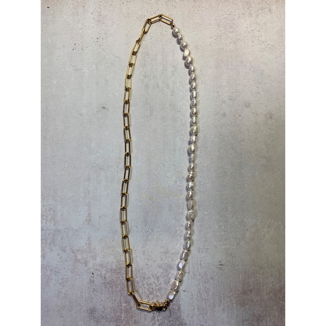 淡水パール+ pearl chain necklace 2way ハンドメイドのアクセサリー(ネックレス)の商品写真