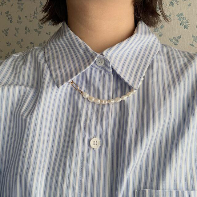 淡水パール+ pearl chain necklace 2way ハンドメイドのアクセサリー(ネックレス)の商品写真