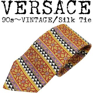 ヴェルサーチ(VERSACE)の美品★VERSACE★ヴェルサーチ★90s★スカーフ柄 ネクタイ★シルク★派手柄(ネクタイ)