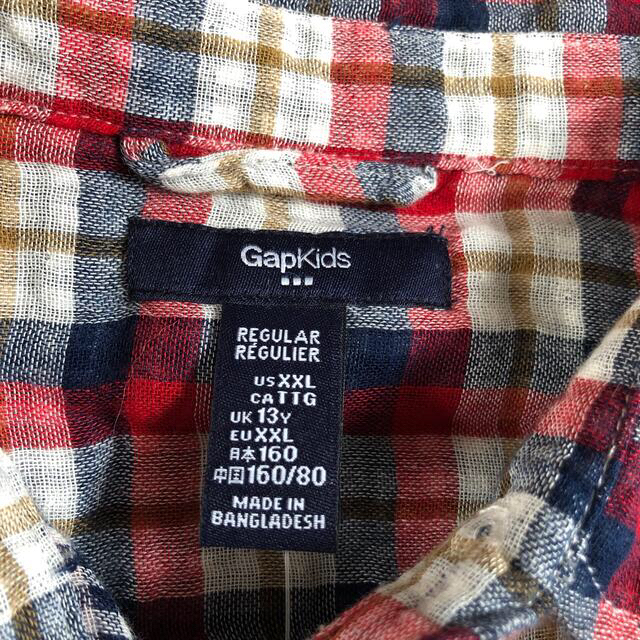 GAP Kids(ギャップキッズ)のGAP KIDS 綿チェックシャツ　 キッズ/ベビー/マタニティのキッズ服男の子用(90cm~)(Tシャツ/カットソー)の商品写真