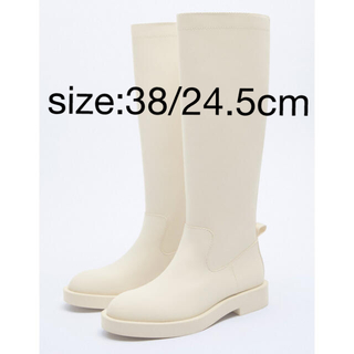 ZARA - ZARA ラバーブーツ レインブーツ 長靴／38（24.5cm）の通販 by ...