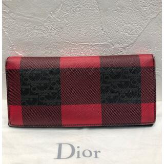 クリスチャンディオール(Christian Dior)のクリスチャンディオール☆二つ折り長財布/トロッター/レッドチェック柄(長財布)