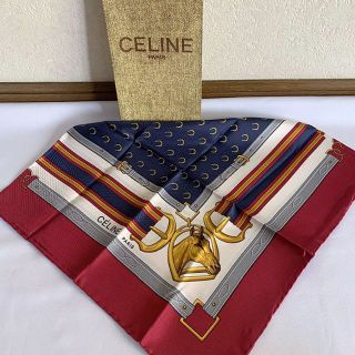 セリーヌ(celine)の新品イタリア製セリーヌ●馬柄＆馬具柄シルク大判スカーフ★サイズ86×86(バンダナ/スカーフ)