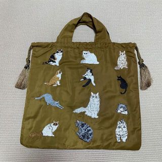 イアパピヨネ(ear PAPILLONNER)のear ねこ刺繍バッグ(ハンドバッグ)