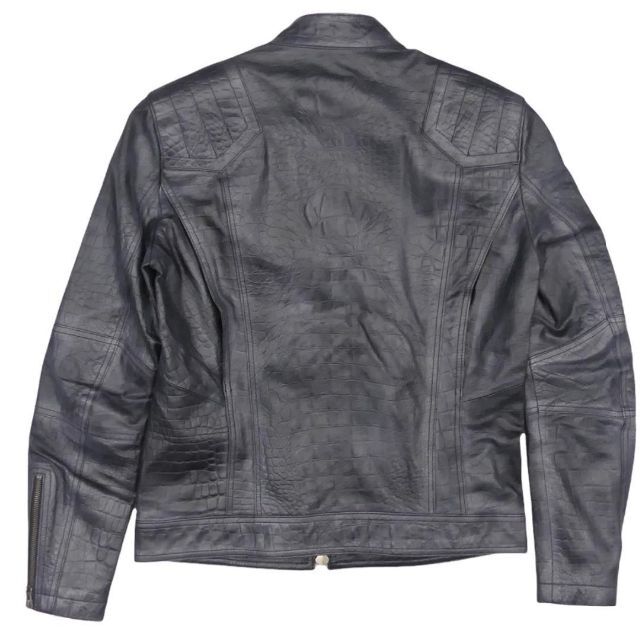 abx(エービーエックス)のライダースジャケット 本革 シングル メンズ レザー クロコ M ネイビー 2 メンズのジャケット/アウター(レザージャケット)の商品写真