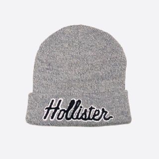 ホリスター(Hollister)の★新品★ホリスター★アップリケロゴアクリルニットビーニー (Grey)(ニット帽/ビーニー)