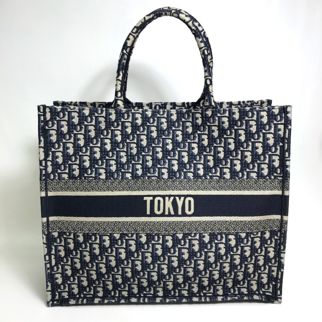 クリスチャンディオール Christian Dior ブックトート トロッター オブリーク 日本 ショルダーバッグ 肩掛け カバン GINZA  SIX限定 TOKYO刺繍 銀座 トートバッグ キャンバス ネイビー/グレー系 美品