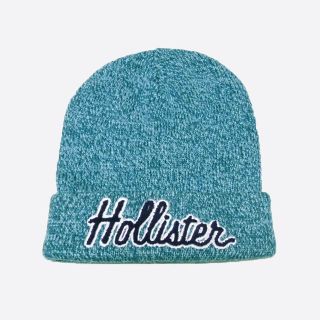 ホリスター(Hollister)の★新品★ホリスター★アップリケロゴアクリルニットビーニー (Blue)(ニット帽/ビーニー)