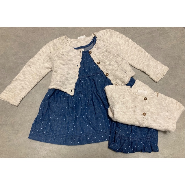 GAP(ギャップ)のGAP デニムワンピース　next カーディガン キッズ/ベビー/マタニティのキッズ服女の子用(90cm~)(ワンピース)の商品写真