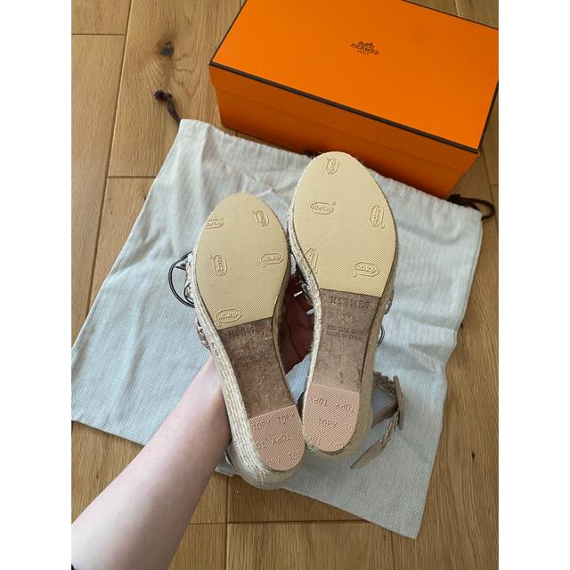 エルメス HERMES サンダル ウェッジソール メッシュ 編み込み