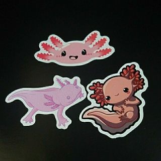 ウーパールーパー AXOLOTL ステッカー シール 3枚セット ⑩(キャラクターグッズ)