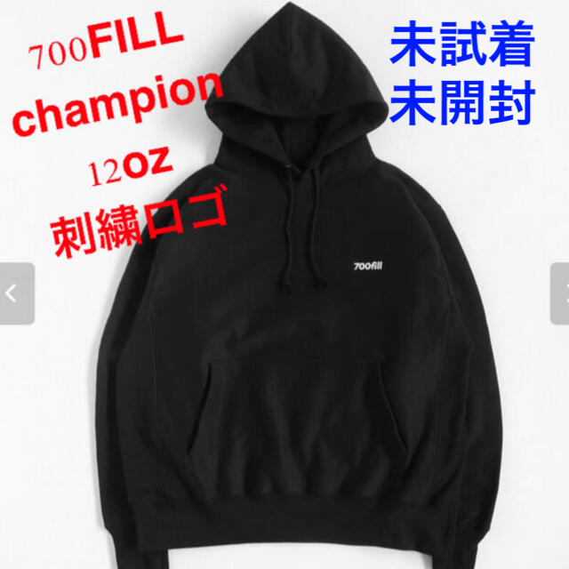 700FILL Black Small Payment Logo Hoodieメンズ - パーカー