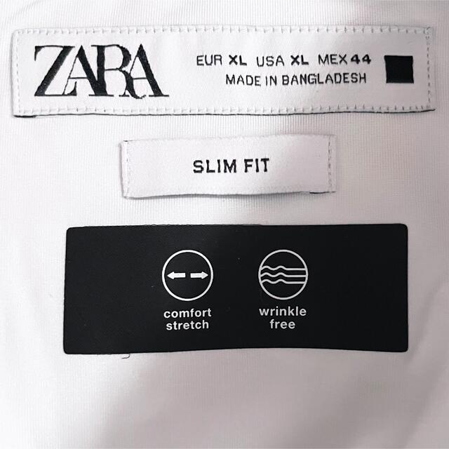 ZARA メンズ 白 シャツ 白シャツ XL ストレッチ slim fit