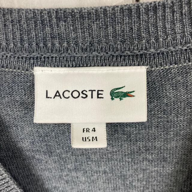 LACOSTE(ラコステ)のLACOSTE ラコステ  Vネックニットセーター　グレー　FR4 US M メンズのトップス(ニット/セーター)の商品写真