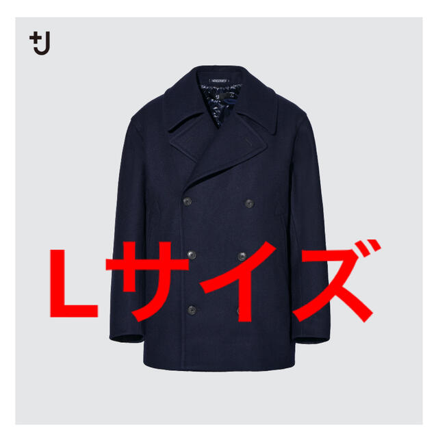 ユニクロ +J ウールブレンド オーバーサイズピーコート ネイビー L