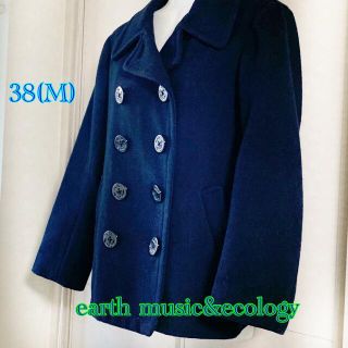 アースミュージックアンドエコロジー(earth music & ecology)の美品 アース ピーコート 学生 Pコート ウール混紡 濃紺 無地 (ピーコート)